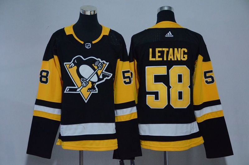 Women Pittsburgh Penguins #58 Letang Black Hockey Stitched Adidas NHL Jerseys